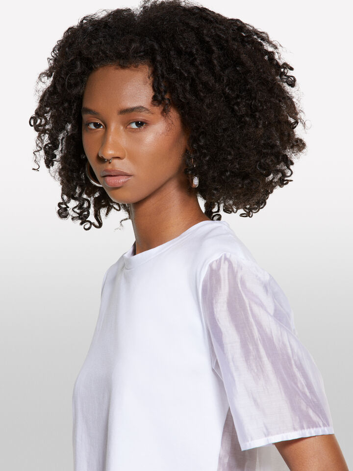 T-shirt bianca con trasparenza - t-shirt a manica corta da donna - Bianco | Sisley image number 4